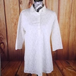 Francesca's White Floral Lace Overlay Tunic B52